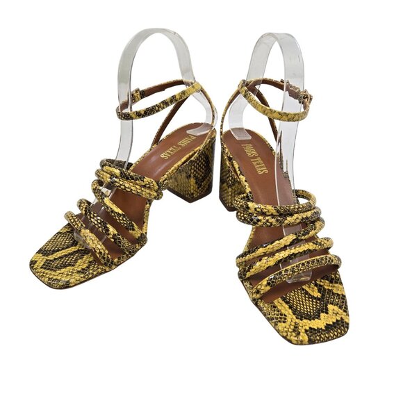 Paris Texas Carla Printed Python Leather Sandals in Limone Size 37/US 7 - Picture 1 of 11